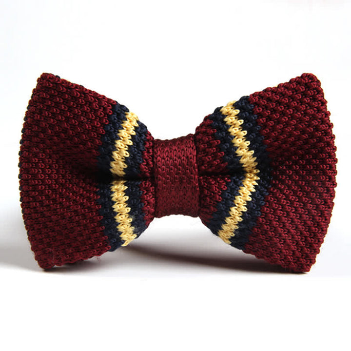 Men's Three Color Match Striped Knitted Bow Tie - Style #13 - image 12