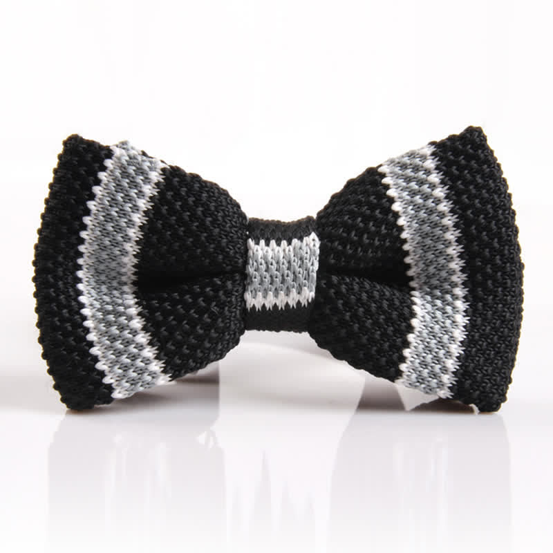 Men's Three Color Match Striped Knitted Bow Tie - Style #6 - image 5