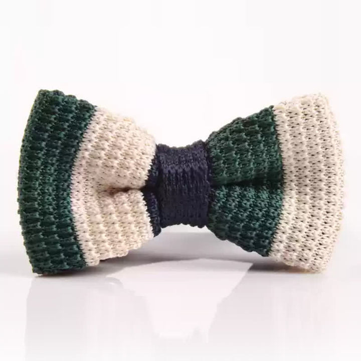 Men's Three Color Match Striped Knitted Bow Tie - Style #9 - image 8