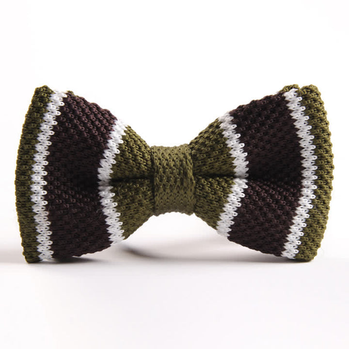 Men's Three Color Match Striped Knitted Bow Tie - Style #14 - image 13