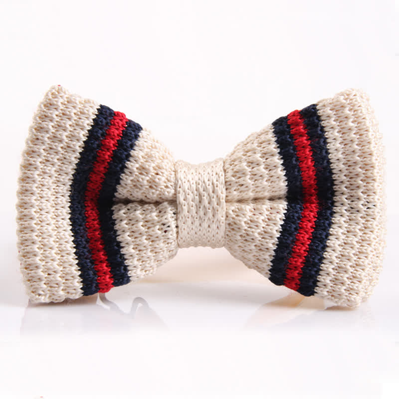 Men's Three Color Match Striped Knitted Bow Tie - Style #2 - image 1