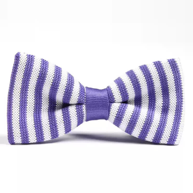 Men's Chic Novelty Striped Knitted Bow Tie - Violet - image 1