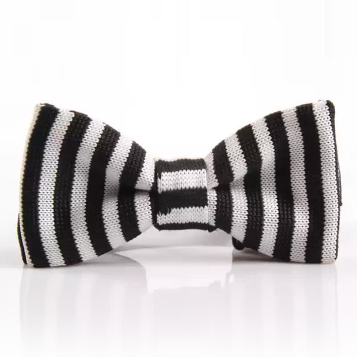 Men's Chic Novelty Striped Knitted Bow Tie - Black - image 0