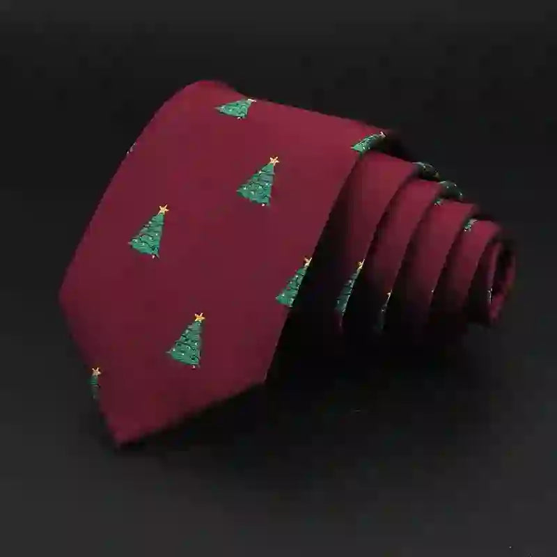 Men's Green Christmas Trees Festive Design Necktie - image 1