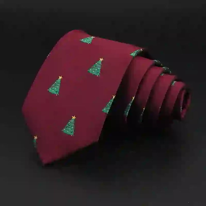 Men's Green Christmas Trees Festive Design Necktie - image 1