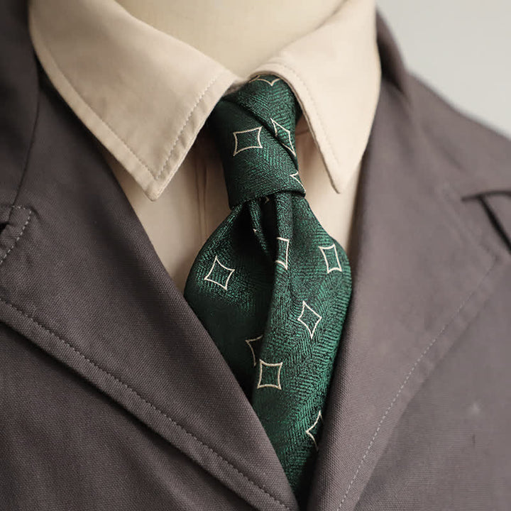 Men's Navy Cartoon Penguin Pattern Necktie - Green - image 0