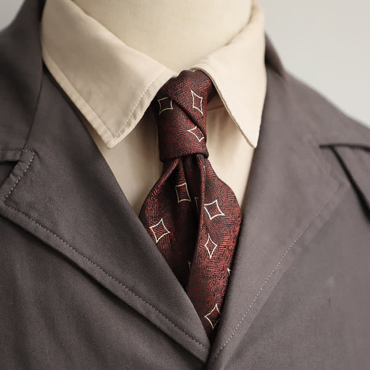Men's Navy Cartoon Penguin Pattern Necktie - Burgundy - image 4