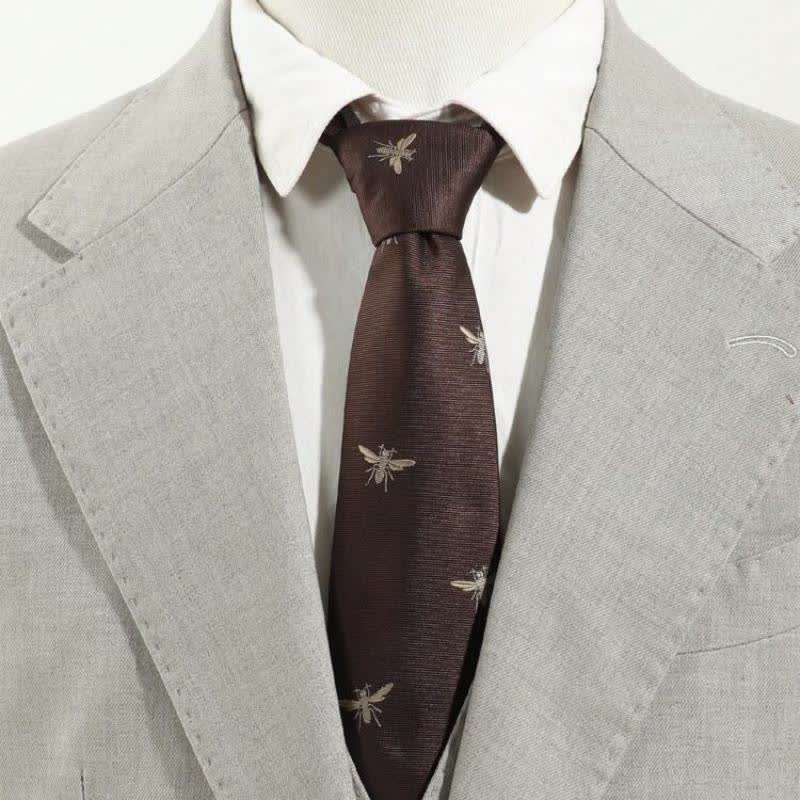 Men's Dark Brown Insect Vintage Pattern Necktie - Dark Brown - image 0