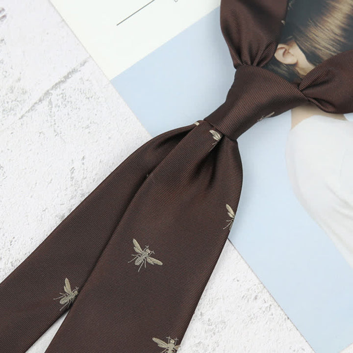 Men's Dark Brown Insect Vintage Pattern Necktie - image 2