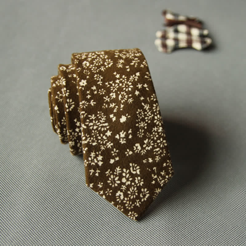 Men's Cute Fresh Floral Casual Cotton Necktie - Brown - image 2