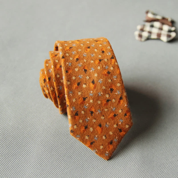 Men's Cute Fresh Floral Casual Cotton Necktie - Orange - image 9