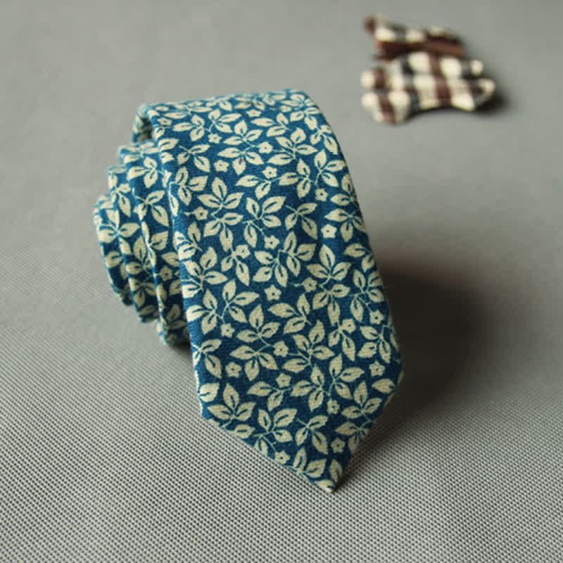 Men's Cute Fresh Floral Casual Cotton Necktie - MediumTurquoise - image 21