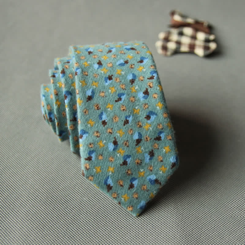 Men's Cute Fresh Floral Casual Cotton Necktie - MediumAquamarine - image 6