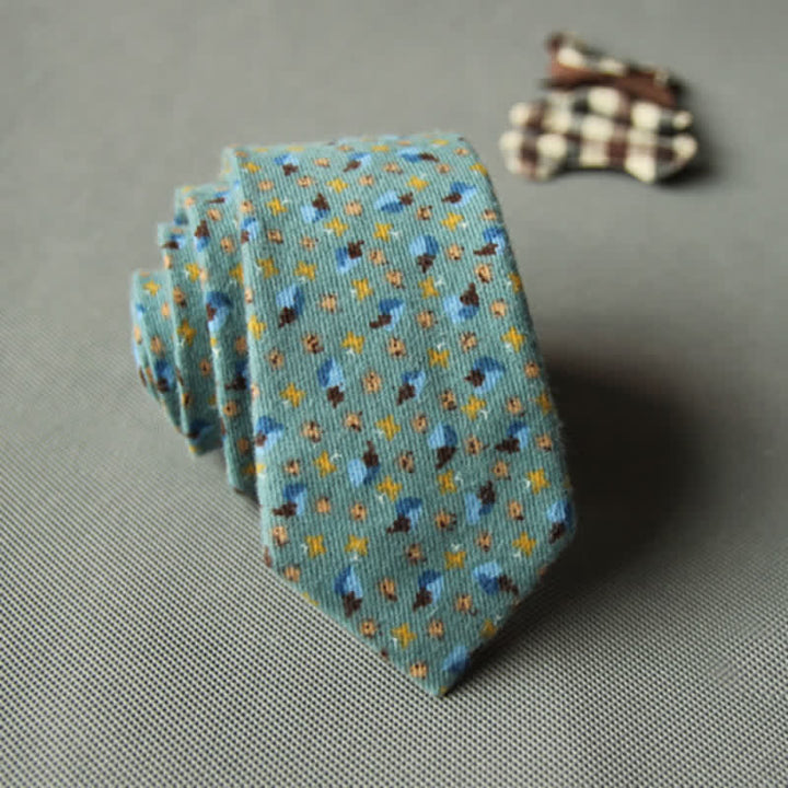 Men's Cute Fresh Floral Casual Cotton Necktie - MediumAquamarine - image 6