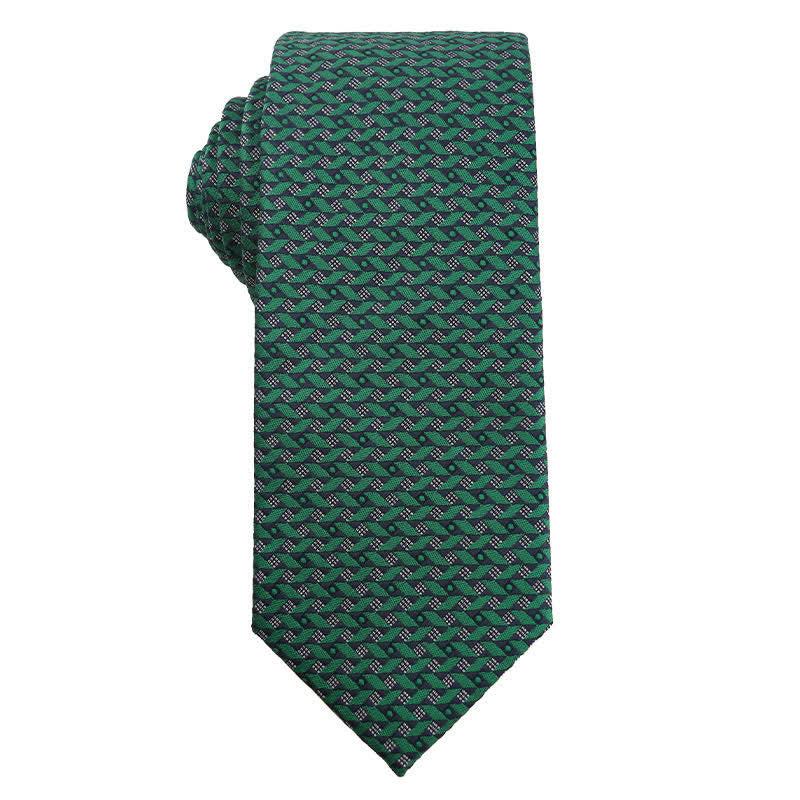 Men's Dark Green Series Floral Plaid Necktie - Style #5 - image 6