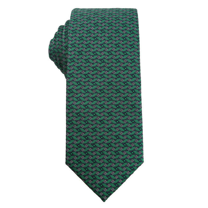 Men's Dark Green Series Floral Plaid Necktie - Style #5 - image 6