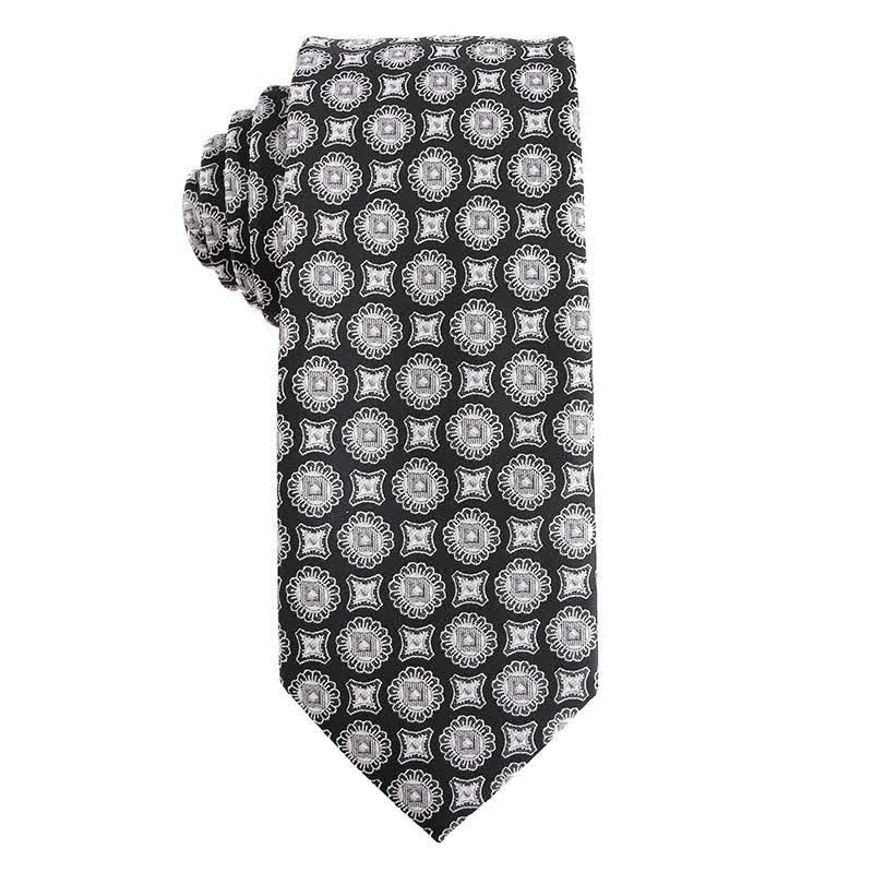 Men's Dark Gray Series Paisley Polka Dots Stripes Necktie - Style #4 - image 5