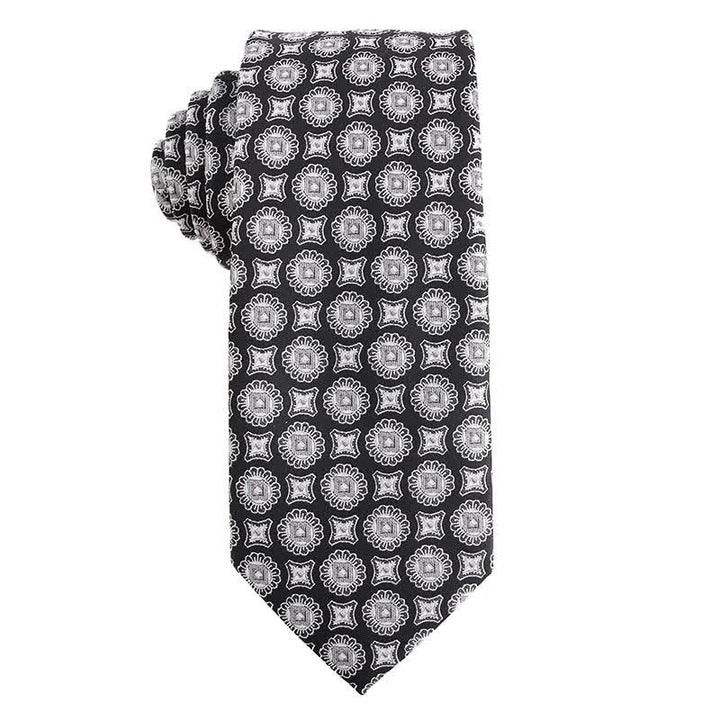 Men's Dark Gray Series Paisley Polka Dots Stripes Necktie - Style #4 - image 5