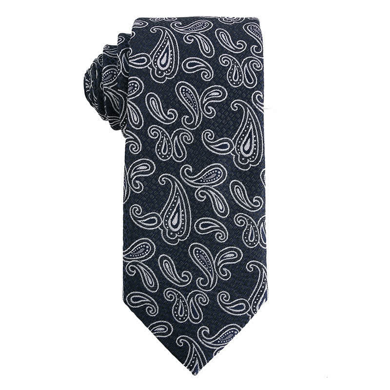 Men's Dark Gray Series Paisley Polka Dots Stripes Necktie - Style #6 - image 7