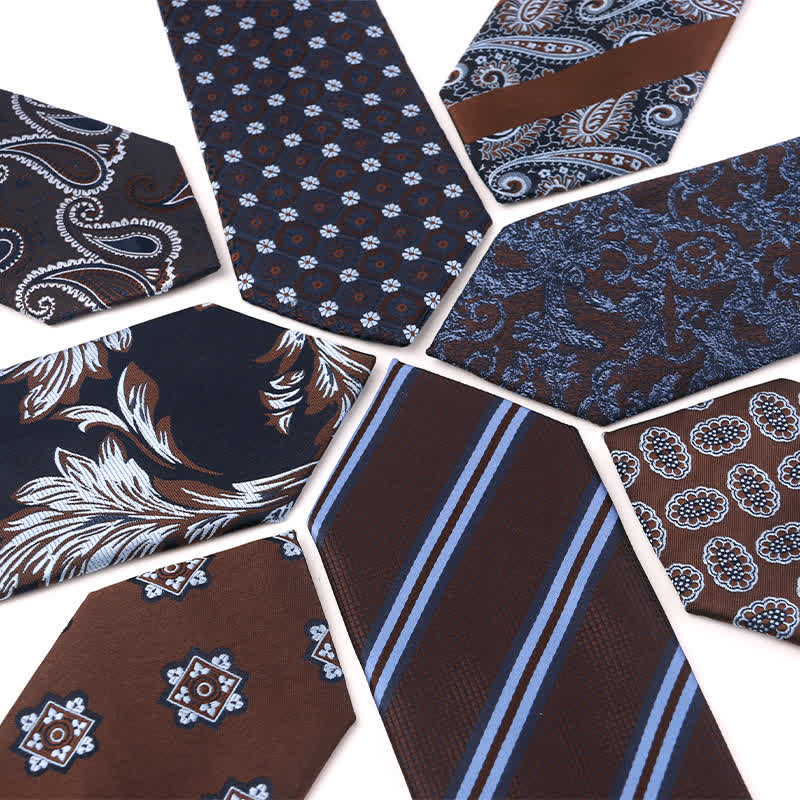Men's Coffee Brown Series Paisley Striped Necktie - image 1