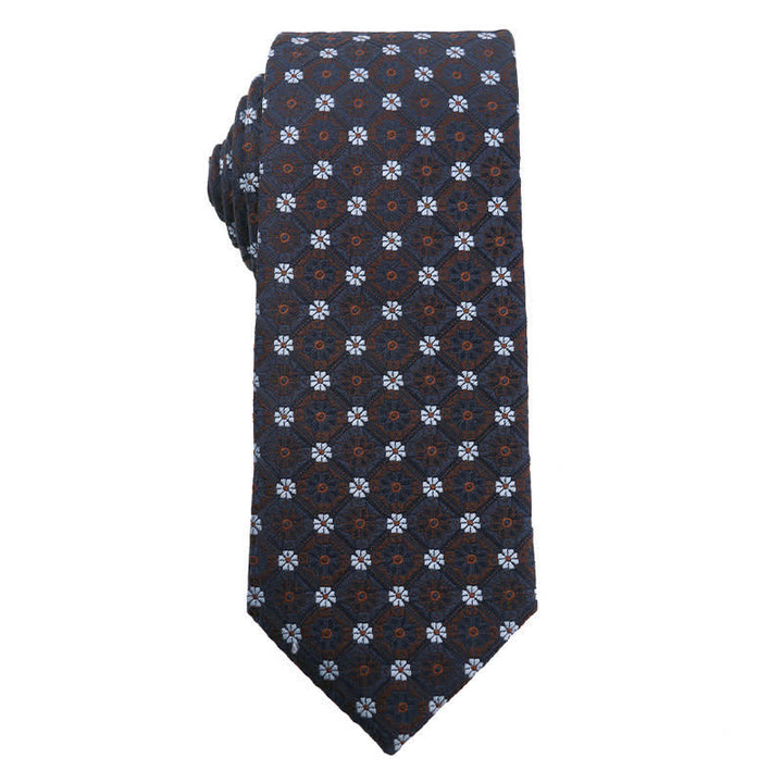 Men's Coffee Brown Series Paisley Striped Necktie - Style #5 - image 6