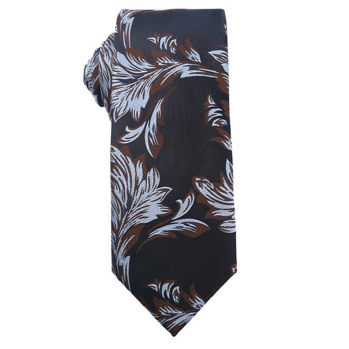 Men's Coffee Brown Series Paisley Striped Necktie - Style #8 - image 9
