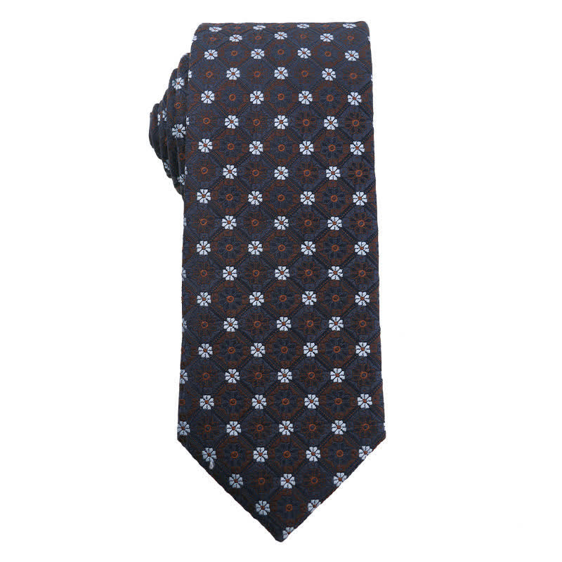 Men's Coffee Brown Series Paisley Striped Necktie - Style #5 - image 6