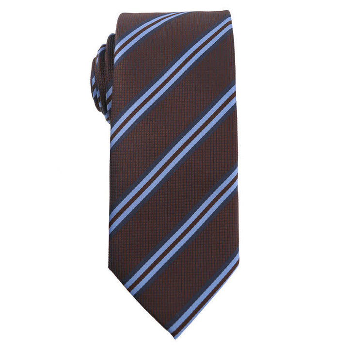 Men's Coffee Brown Series Paisley Striped Necktie - Style #7 - image 8