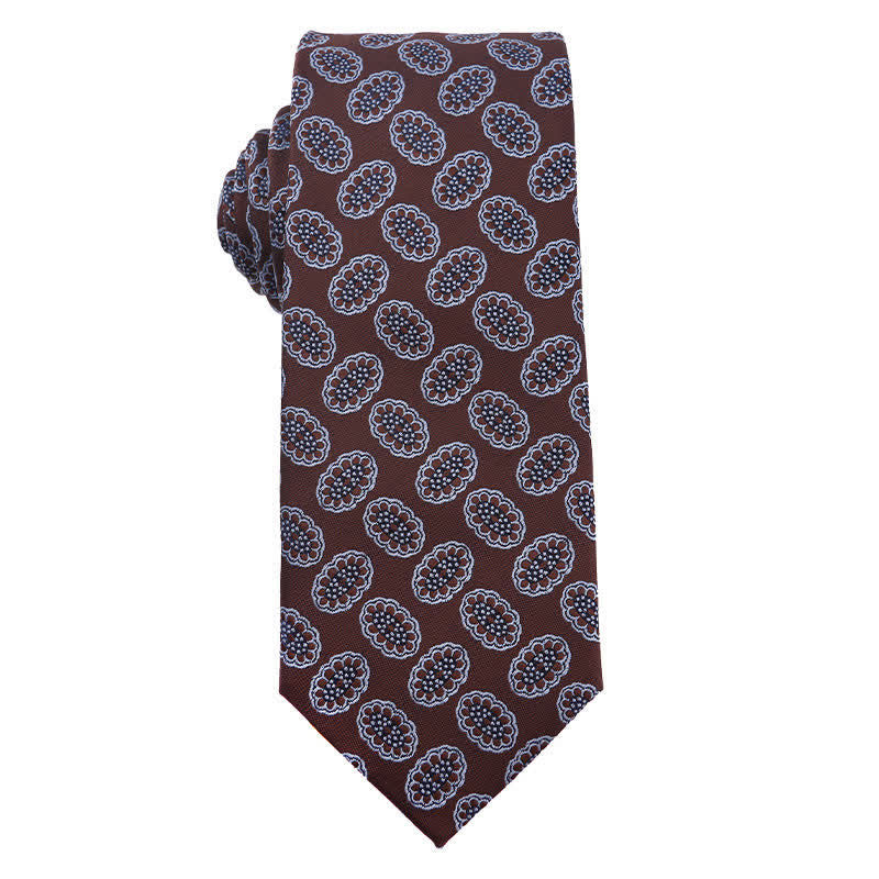 Men's Coffee Brown Series Paisley Striped Necktie - Style #2 - image 3
