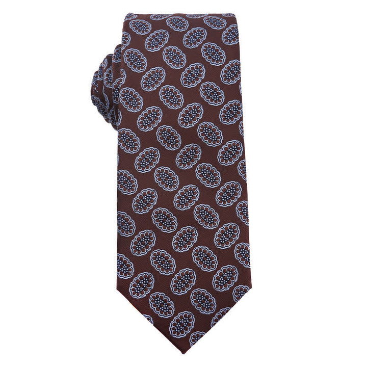 Men's Coffee Brown Series Paisley Striped Necktie - Style #2 - image 3