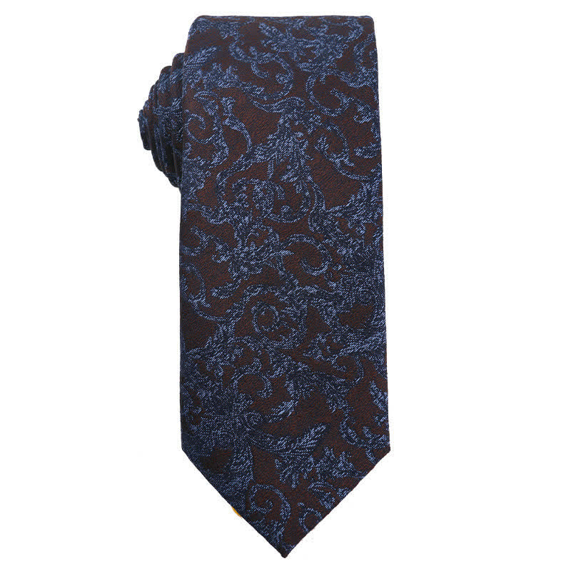 Men's Coffee Brown Series Paisley Striped Necktie - Style #6 - image 7