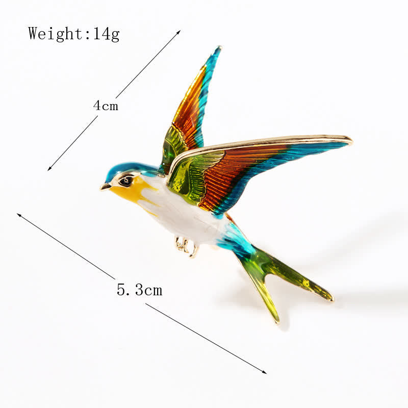 Unisex Flying Swallow Colorful Enameled Brooch - image 2
