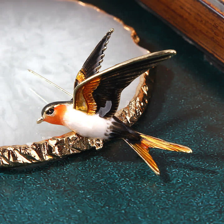 Unisex Flying Swallow Colorful Enameled Brooch - image 7