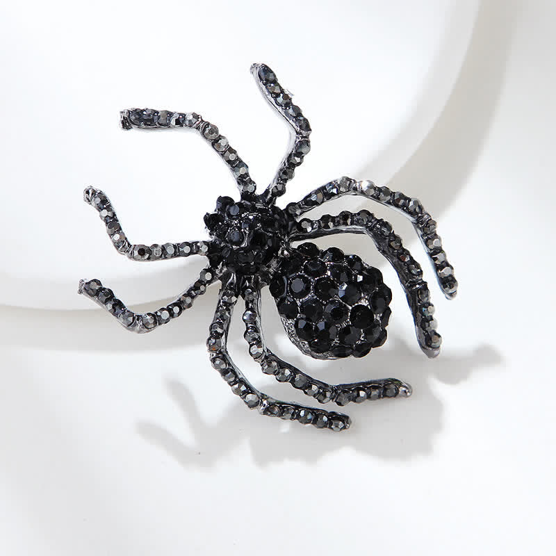 Unisex Vintage Fancy Spider Rhinestone Brooch - Black - image 2