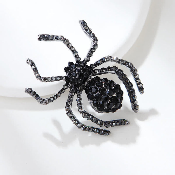 Unisex Vintage Fancy Spider Rhinestone Brooch - Black - image 2