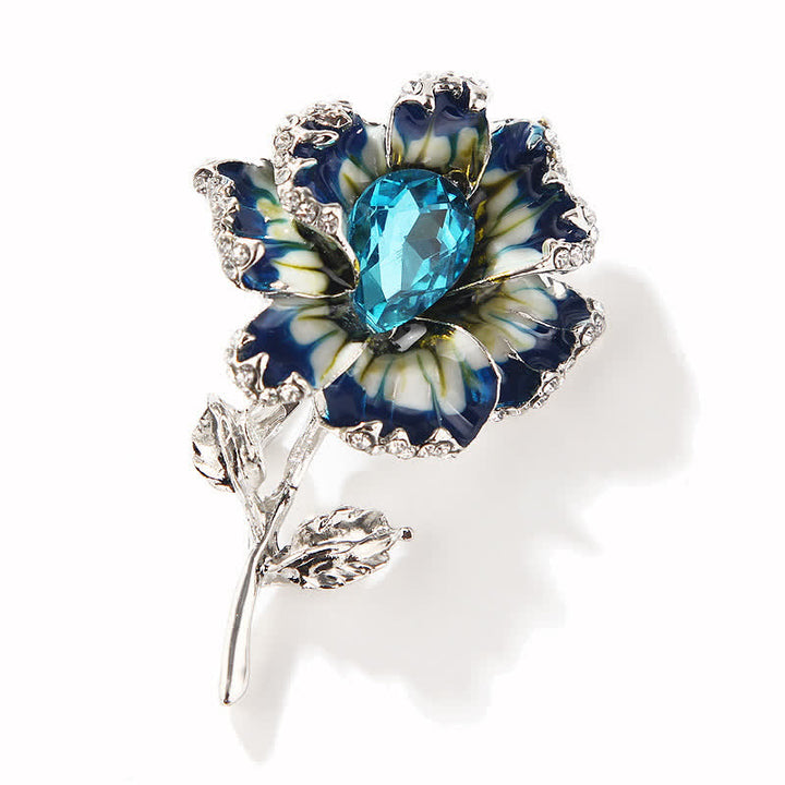 Women's Exquisite Crystal Enamel Flower Brooch - Blue - image 6