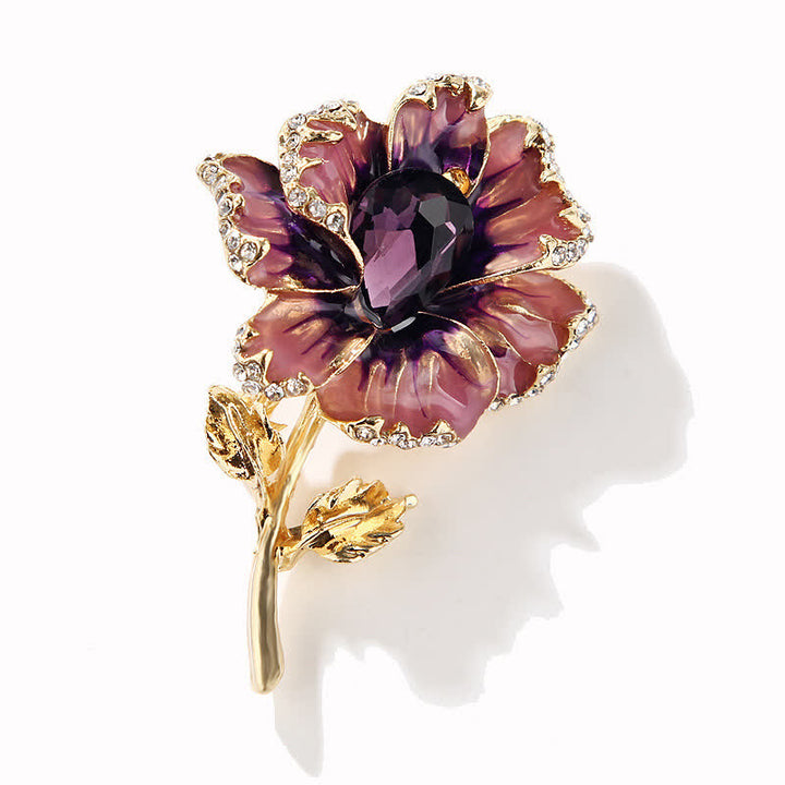 Women's Exquisite Crystal Enamel Flower Brooch - Purple - image 0