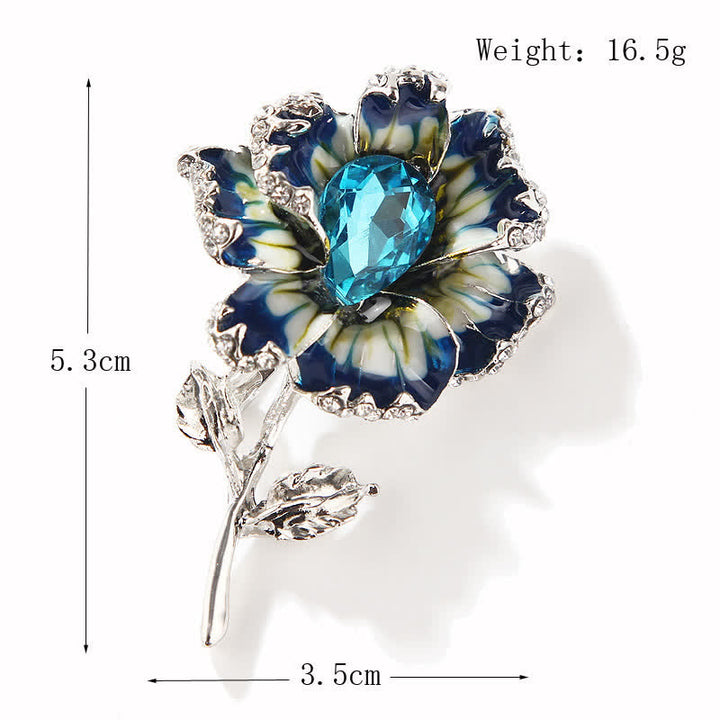 Women's Exquisite Crystal Enamel Flower Brooch - image 8