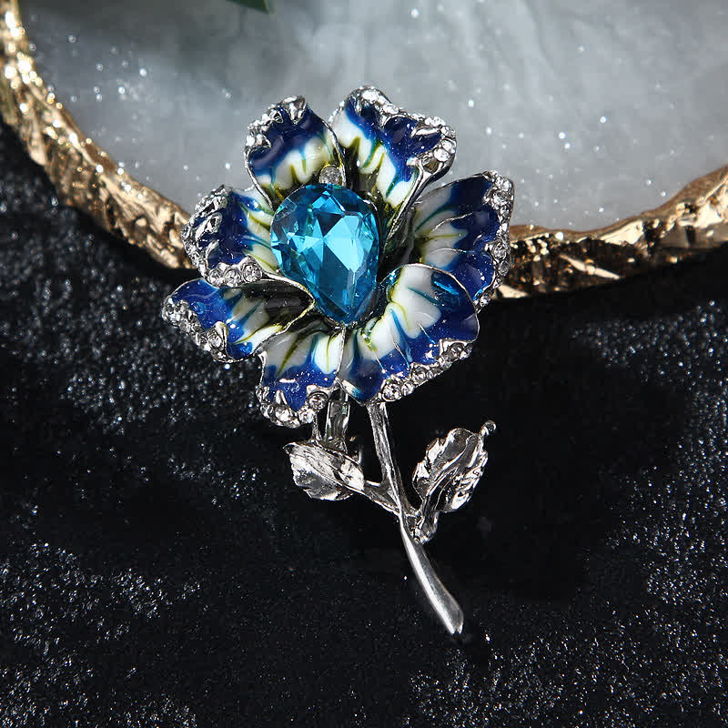 Women's Exquisite Crystal Enamel Flower Brooch - image 7
