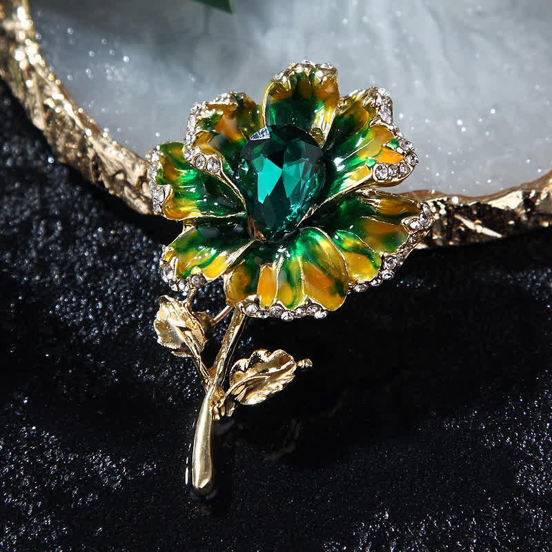 Women's Exquisite Crystal Enamel Flower Brooch - image 4