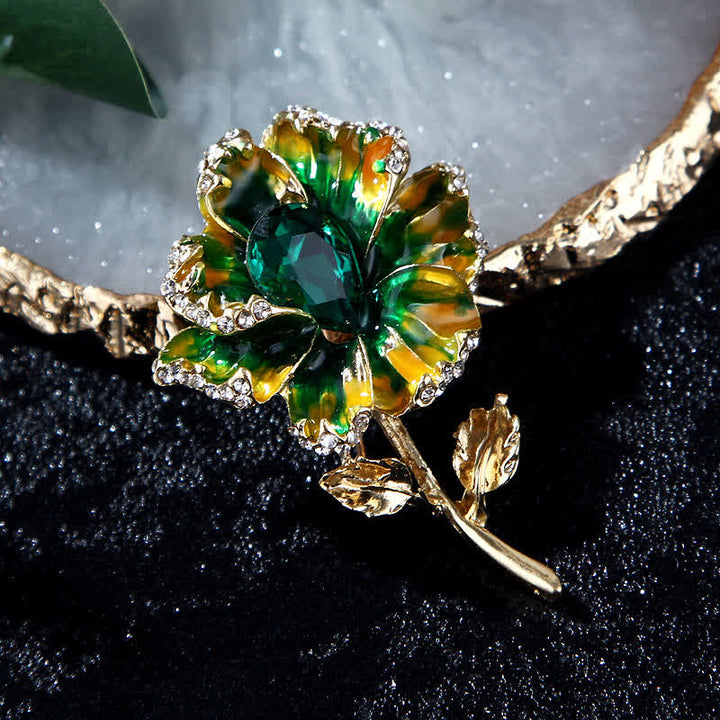 Women's Exquisite Crystal Enamel Flower Brooch - image 5