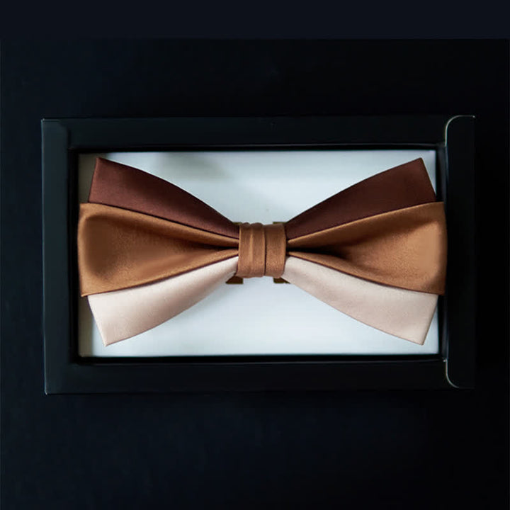 Men's Brown Champagne Three Colors Contrasting Bow Tie - image 4