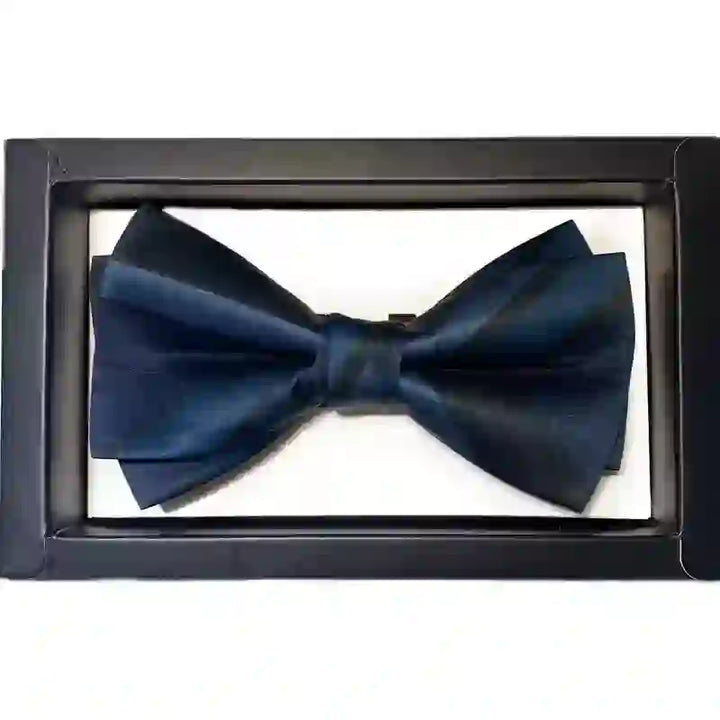 Men's Noble Navy SteelBlue Striped Pattern Bow Tie - image 9