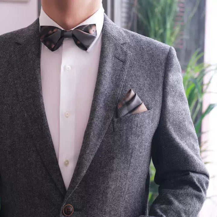 Men's Brown Gray Gradient Color Bow Tie - image 4