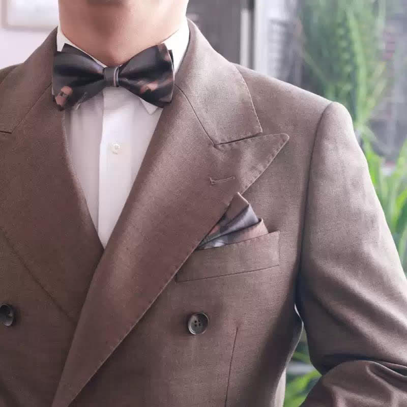 Men's Brown Gray Gradient Color Bow Tie - image 1