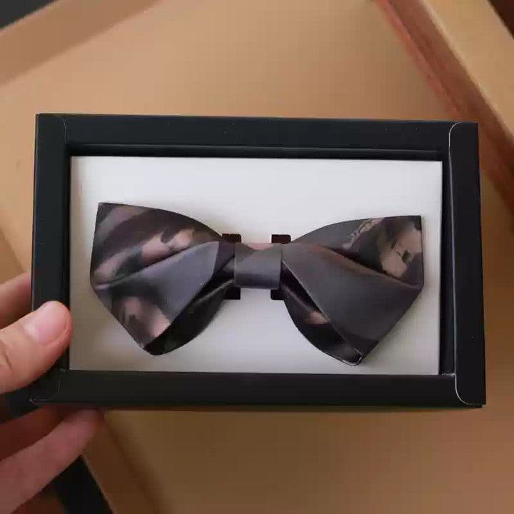Men's Brown Gray Gradient Color Bow Tie - Style #2 - image 3