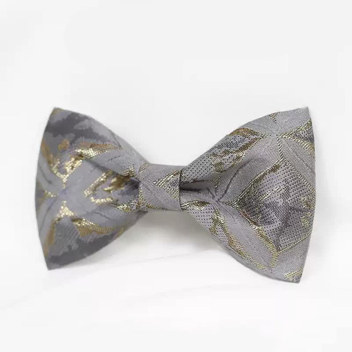 Men's Timeless Delicate Gold Jacquard Bow Tie - image 3