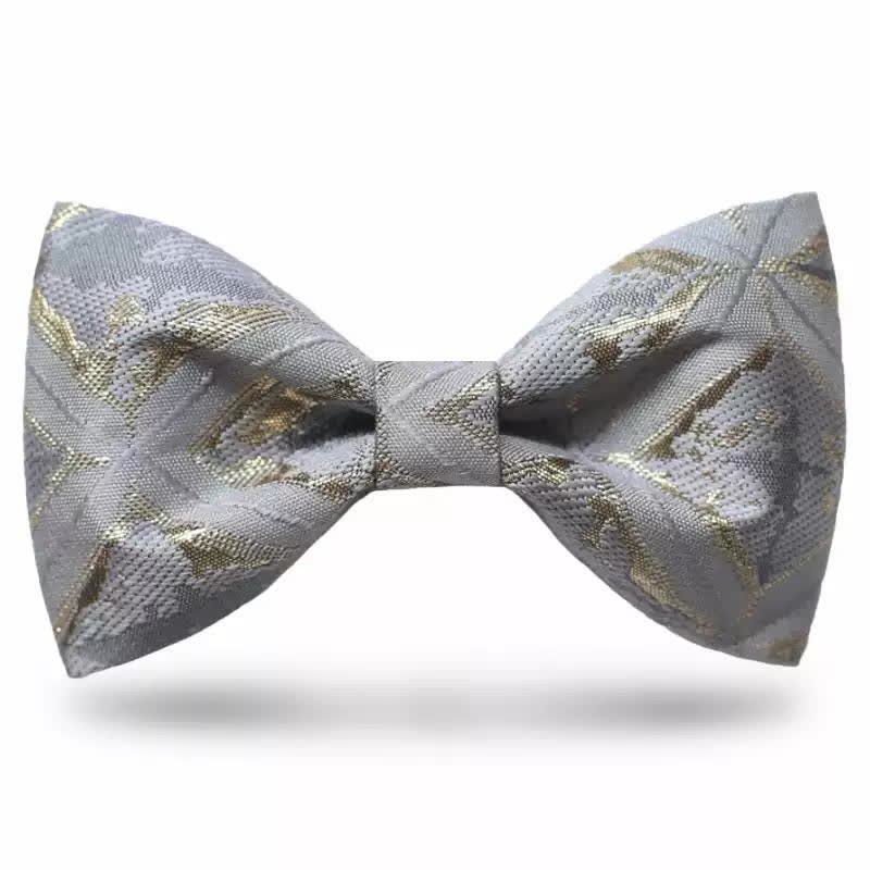 Men's Timeless Delicate Gold Jacquard Bow Tie - Pale Blue - Style #1 - image 1