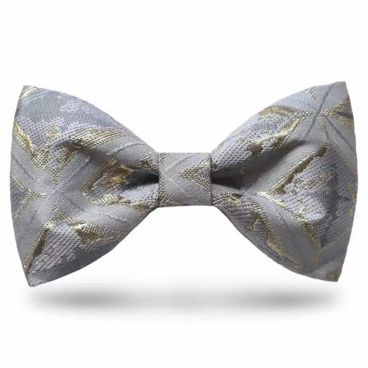 Men's Timeless Delicate Gold Jacquard Bow Tie - Pale Blue - Style #1 - image 1