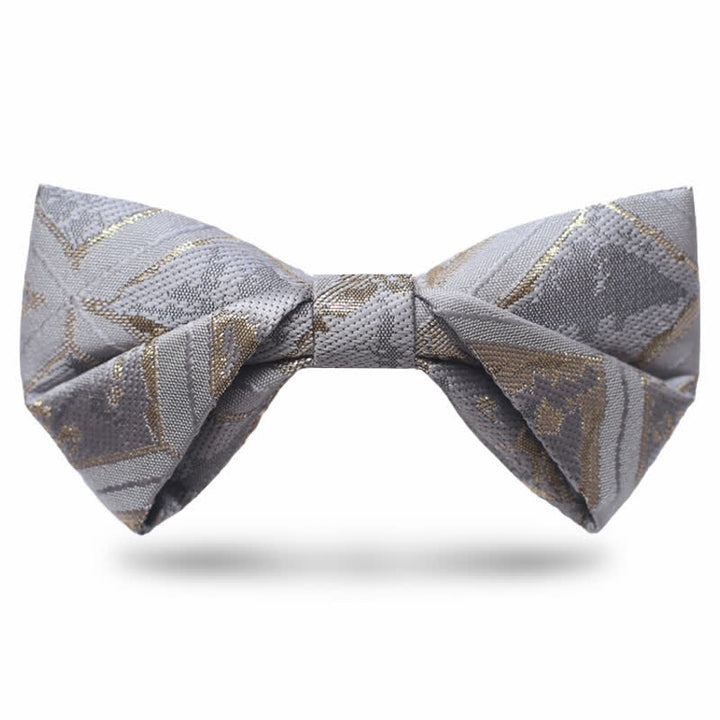 Men's Timeless Delicate Gold Jacquard Bow Tie - Pale Blue - Style #2 - image 5
